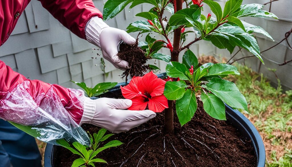 repotting hibiscus in winter