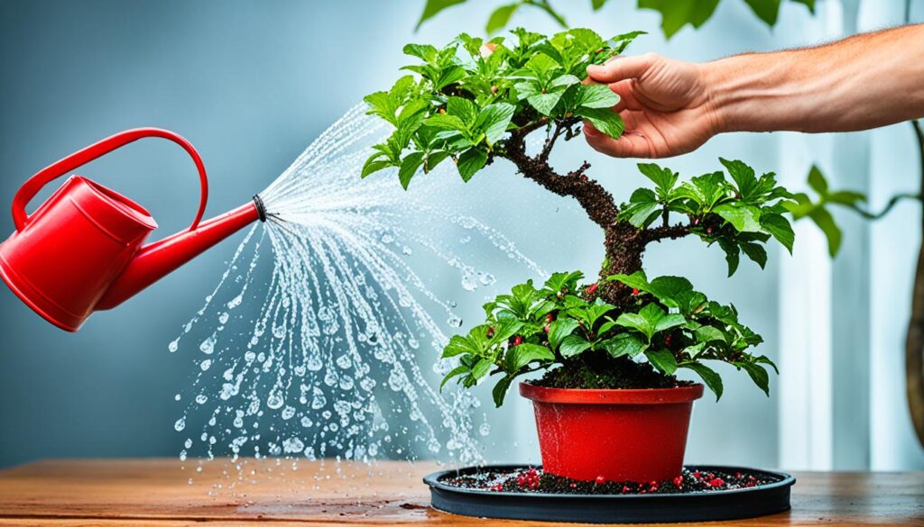 watering bonsai trees